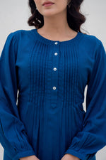 Thumbnail for Juniper Navy Solid Viscose Tunic With Buttons & Lace