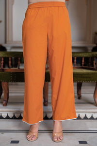 Thumbnail for Juniper Rust Embroidered Cotton Kurta with Palazzo