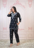 Juniper Black Cotton Embroidered Kurta-Pant Set With Thread Work & Buttons - Distacart