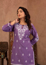 Thumbnail for Juniper Purple Embroidered Cotton Kurta With Pant - Distacart