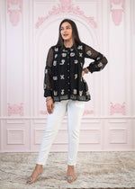 Thumbnail for Juniper Black Embroidered And Sequin Tunic With Buttons