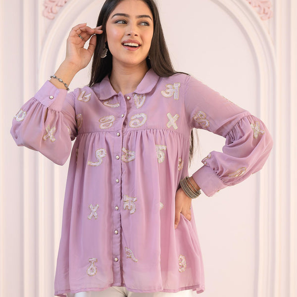 Juniper Lavender Embroidered Cotton Kurta with Pant