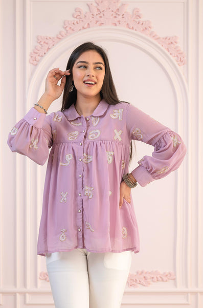Juniper Lavender Embroidered Cotton Kurta With Pant
