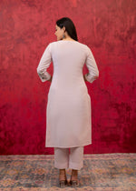 Thumbnail for Juniper Lavender Cotton Slub Kurta-Pant Set With Lace Work & Floral Print Dupatta - Distacart
