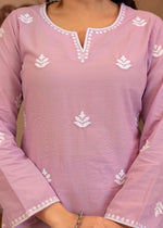 Thumbnail for Juniper Lavender Embroidered Cotton Kurta with Palazzo - Distacart