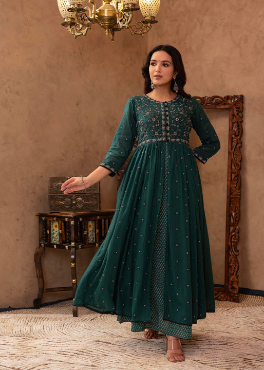 着物風袖2WAY TWO-TONE DRESS【ARTISTIC ROSE】 T242066_Savannah-Dramatic Rustic Embroidered Lace on Tulle