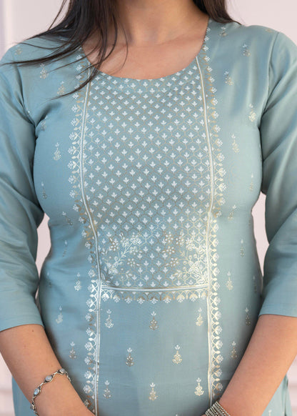Juniper Women's Mint Printed Viscose Straight Fit Kurta - Distacart