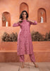 Juniper Pink Olive embroiderd kurta and solid bottom with cotton lace - Distacart