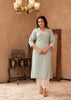 Juniper Aqua Viscose Kurta & Pant Set with Thread Work & Lace - Distacart