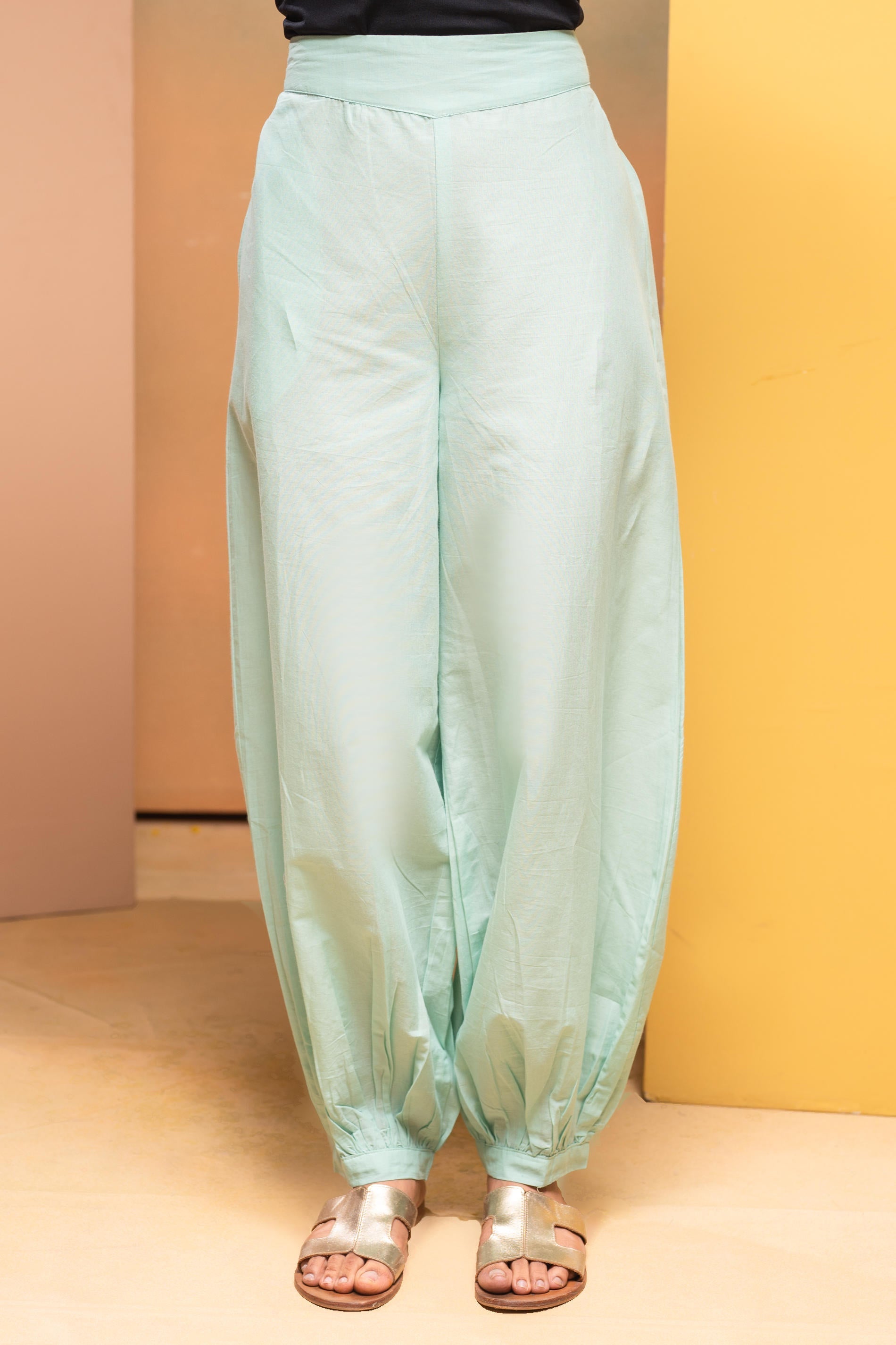 Juniper Mint Cotton Solid Pant For Women