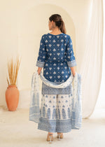 Thumbnail for Juniper Floral Embroidered Cotton Kurta, Printed Straight-Fit Pants - Distacart
