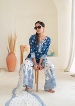 Thumbnail for Juniper Floral Embroidered Cotton Kurta, Printed Straight-Fit Pants - Distacart