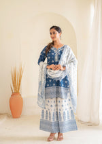 Thumbnail for Juniper Floral Embroidered Cotton Kurta, Printed Straight-Fit Pants - Distacart