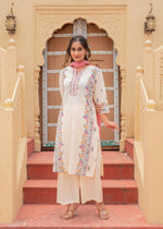 Thumbnail for Juniper Soft Pastel Floral Printed Ivory Kurti Set - Distacart