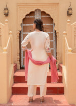 Thumbnail for Juniper Soft Pastel Floral Printed Ivory Kurti Set - Distacart