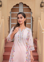 Thumbnail for Juniper Soft Pastel Floral Printed Onion Pink Kurti Set