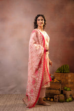 Thumbnail for Juniper Gulbahaar Blush Floral Kurta Pant And Dupatta Set - Distacart