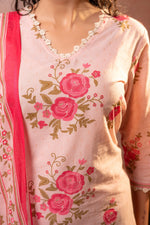 Thumbnail for Juniper Gulbahaar Blush Floral Kurta Pant And Dupatta Set - Distacart