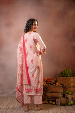 Thumbnail for Juniper Gulbahaar Blush Floral Kurta Pant And Dupatta Set - Distacart