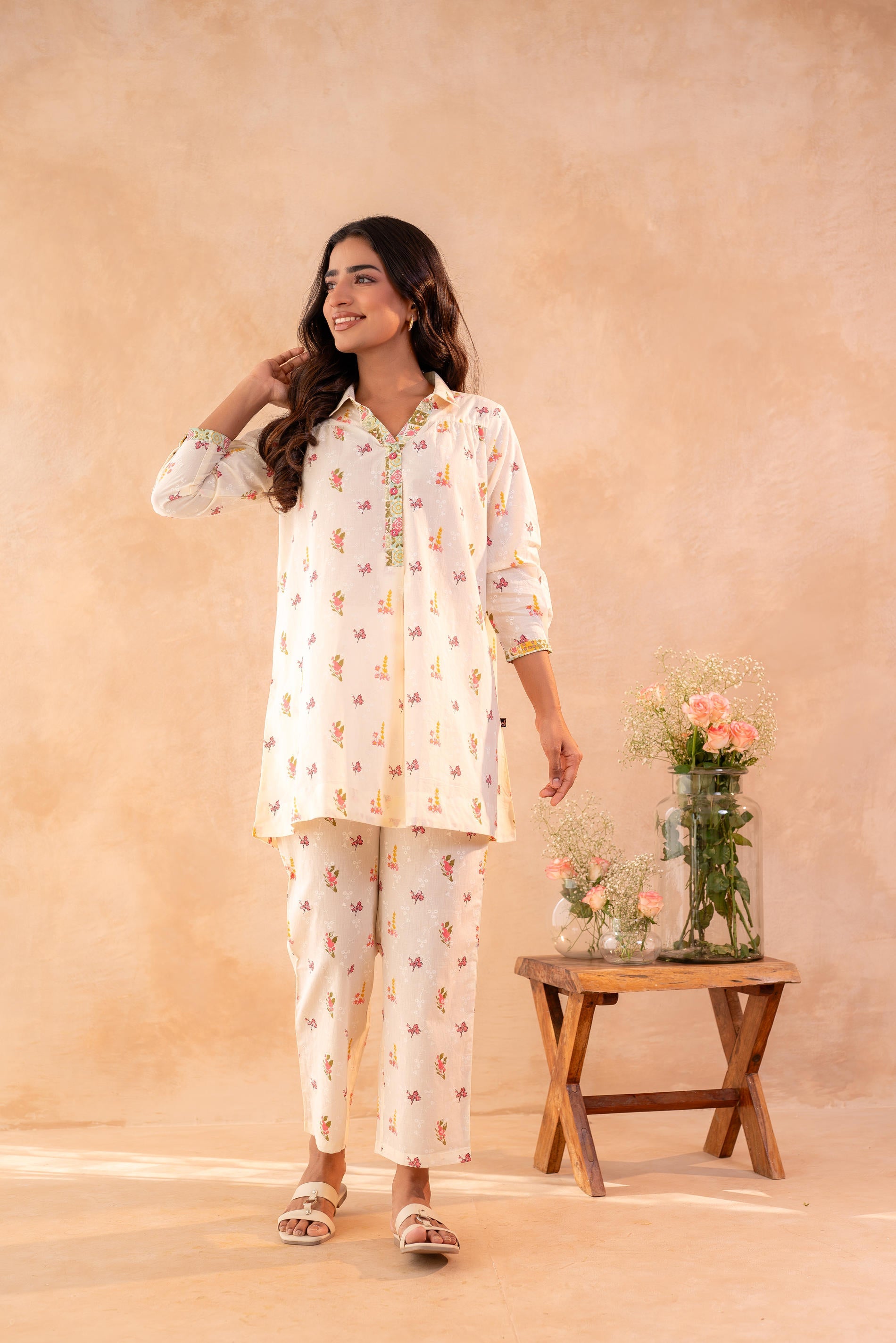 Juniper Off-White Garden Print Co-ord Set - Distacart