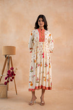 Thumbnail for Juniper Beige Gulnaar Floral Yoke Dress - Distacart