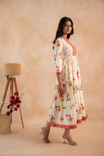 Thumbnail for Juniper Beige Gulnaar Floral Yoke Dress - Distacart