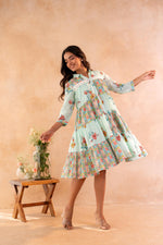 Thumbnail for Juniper Mint Meadow Patchwork Tier Dress - Distacart