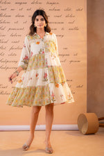 Thumbnail for Juniper Off-White Meadow Patchwork Tier Dress - Distacart