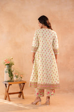 Thumbnail for Juniper Noor-e-Gul SageGreen Printed Kurta Pant And Dupatta Set - Distacart