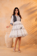 Thumbnail for Juniper Black & White Heritage Tier Dress - Distacart