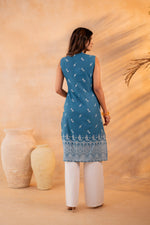 Thumbnail for Juniper Indigo Bloom Border Kurta - Distacart