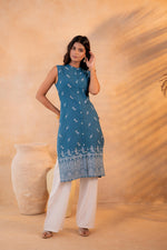 Thumbnail for Juniper Indigo Bloom Border Kurta - Distacart