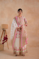 Thumbnail for Juniper Gulbahaar Ivory Floral Printed Kurta Palazzo And Dupatta Set - Distacart