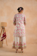 Thumbnail for Juniper Gulbahaar Ivory Floral Printed Kurta Palazzo And Dupatta Set - Distacart