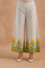 Thumbnail for Juniper Gulbahaar Off-White Floral Printed Kurta Palazzo And Dupatta Set - Distacart