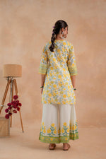 Thumbnail for Juniper Gulbahaar Off-White Floral Printed Kurta Palazzo And Dupatta Set - Distacart