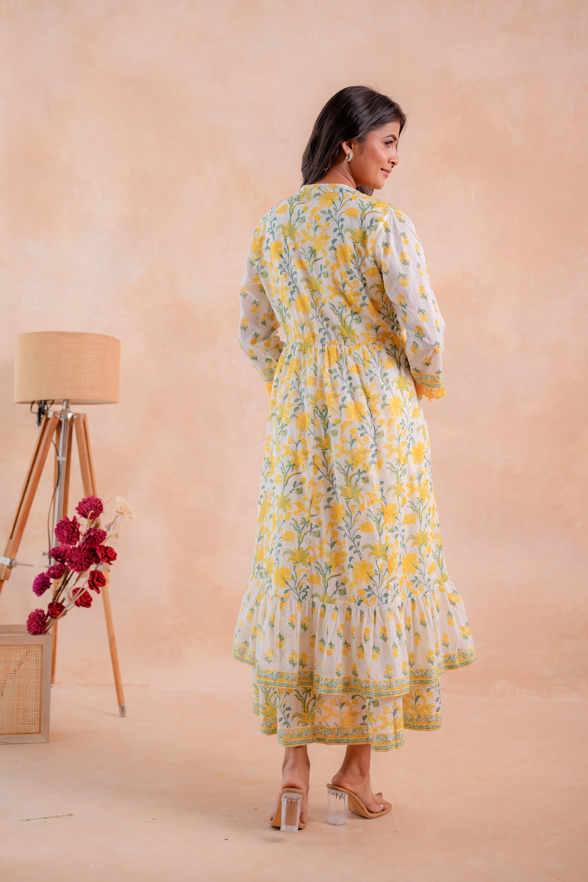 Juniper Sunlit Gulbahaar Floral Tiered Dress - Distacart