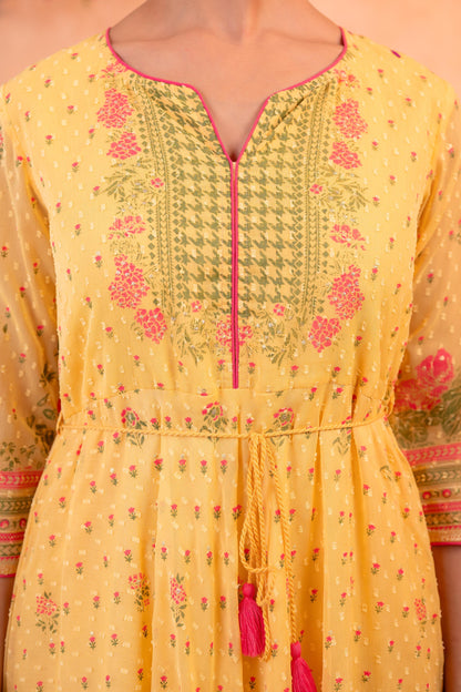 Juniper Gulnaar Gendaphool Garden Panelled Dress - Distacart