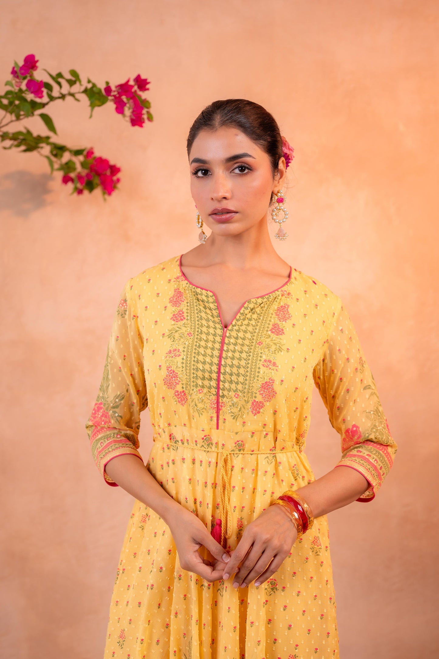 Juniper Gulnaar Gendaphool Garden Panelled Dress - Distacart