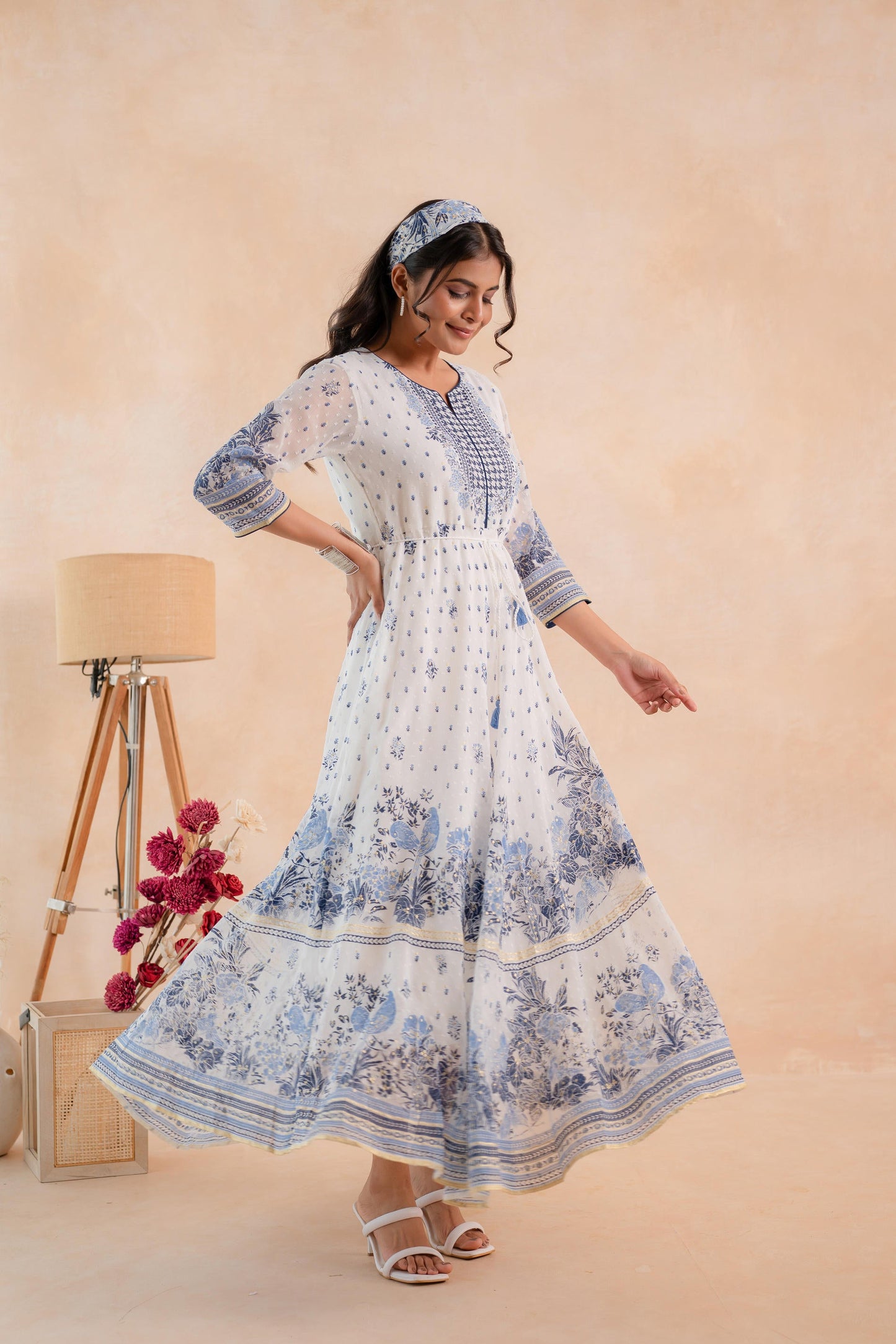Juniper Gulnaar Neel Garden Panelled Dress - Distacart