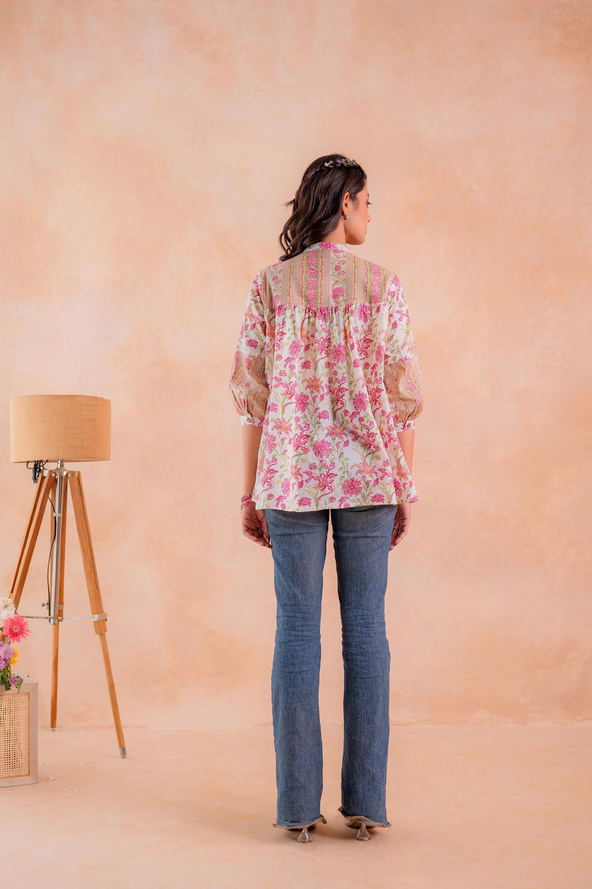Juniper Floral Printed Gathered Ethnic Tunic - Distacart