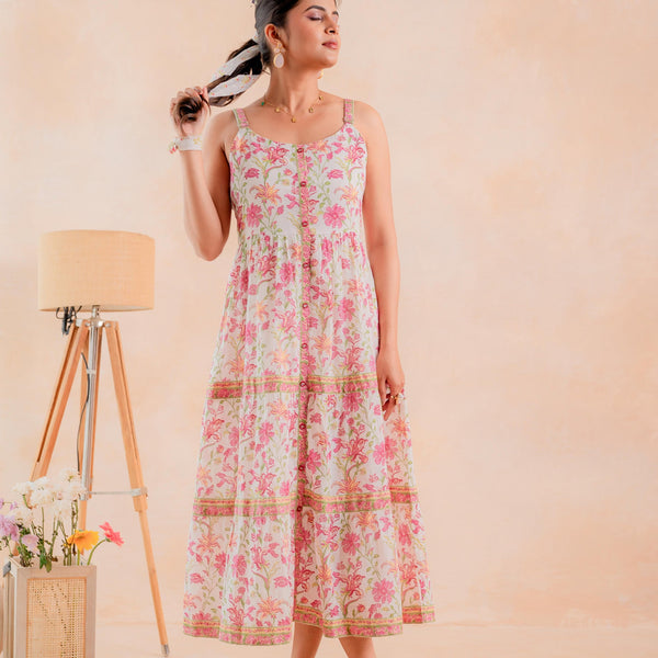 Juniper Pink Meadow Tiered Dress - Distacart