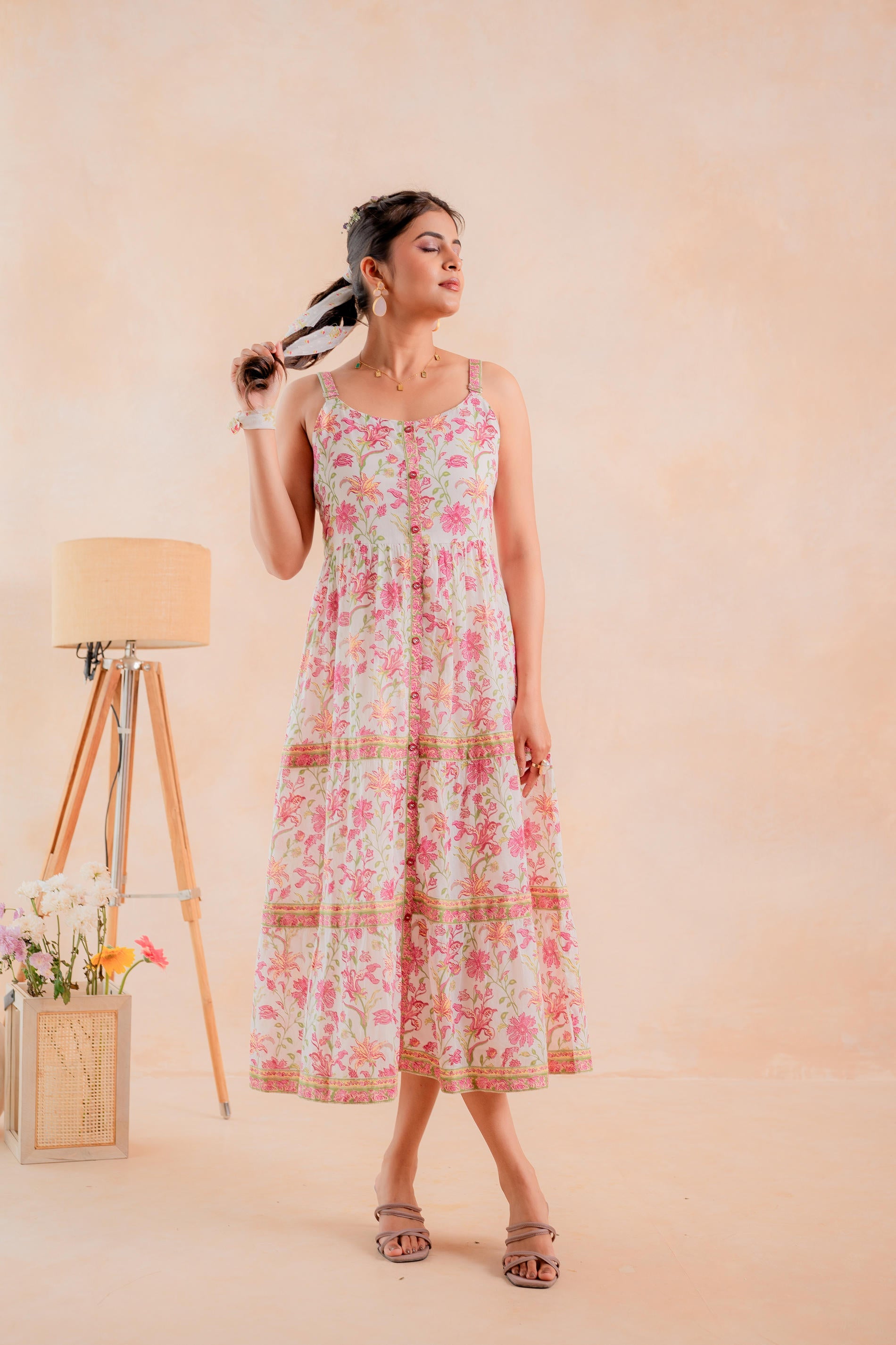 Juniper Pink Meadow Tiered Dress - Distacart