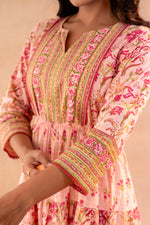 Thumbnail for Juniper Gulbahar Bloom Peach Anarkali Dress - Distacart