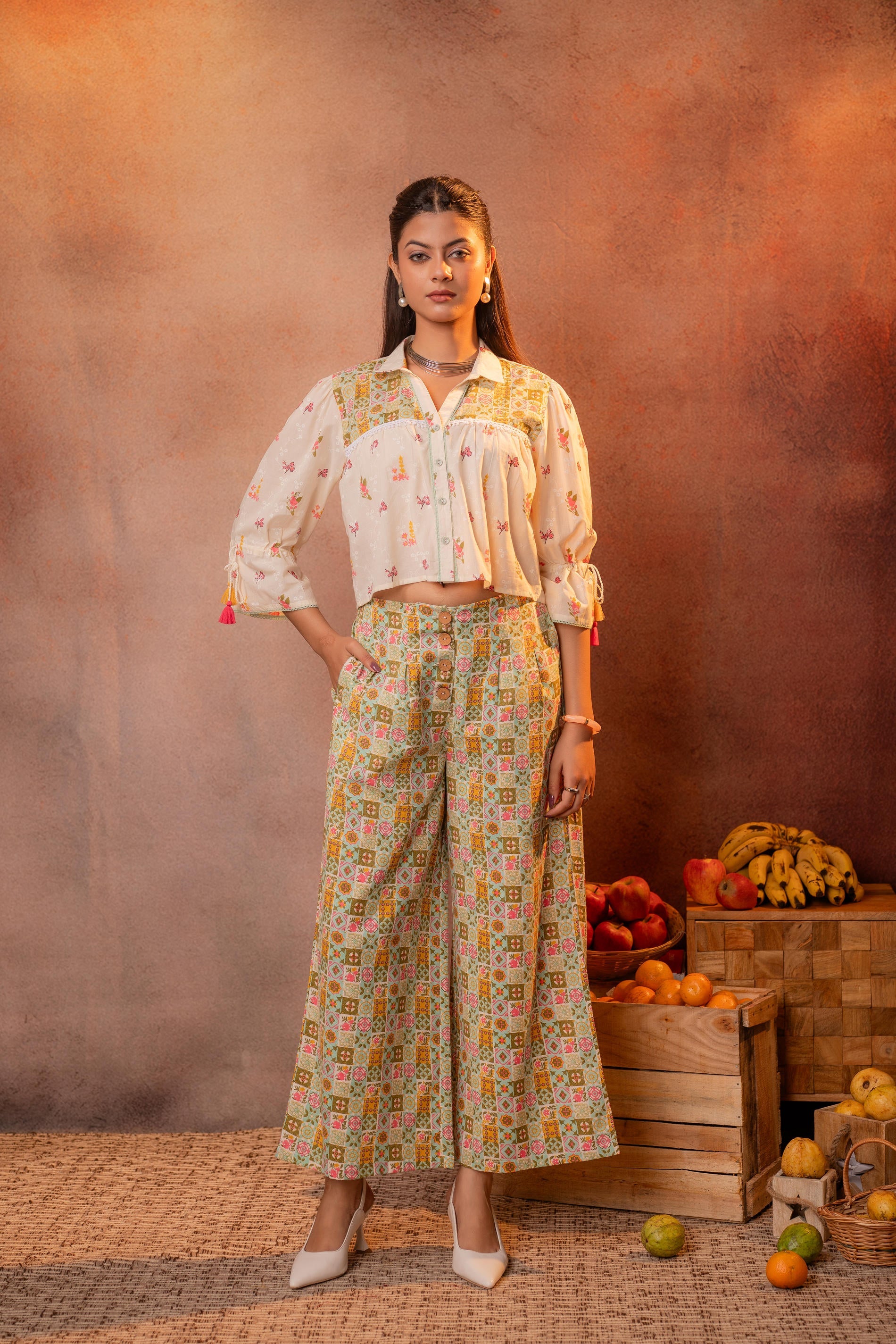 Juniper Ivory Folk Mosaic Co-Ord Set - Distacart