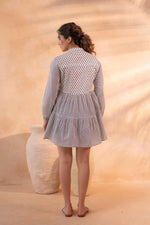 Thumbnail for Juniper White & Black Printed Flared tunic with Pintuck Yoke - Distacart