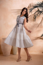 Thumbnail for Juniper Black and White Tiered Midi Dress - Distacart