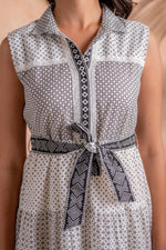 Thumbnail for Juniper Black and White Tiered Midi Dress - Distacart