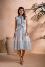 Thumbnail for Juniper Neel Aangan Tiered Midi Dress - Distacart