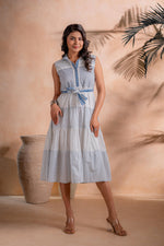 Thumbnail for Juniper Neel Aangan Tiered Midi Dress - Distacart